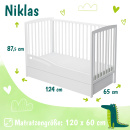 2in1 Kinderbett 120x60 NIKLAS weiss