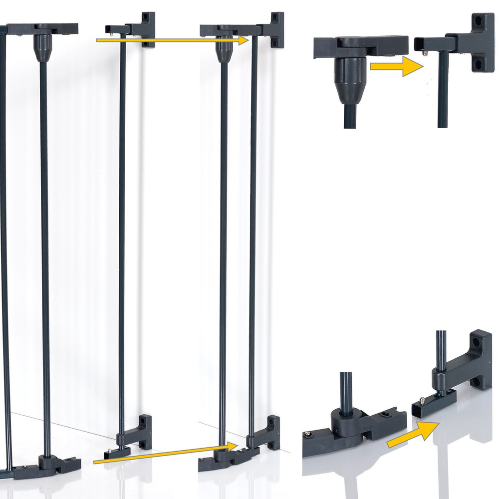Baby Kaminschutzgitter mit Automatik Tür - Metall Graphit, 56,41