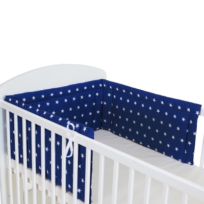Baby Bettnestchen STARS 180x30 cm dunkelblau & weisse Sterne